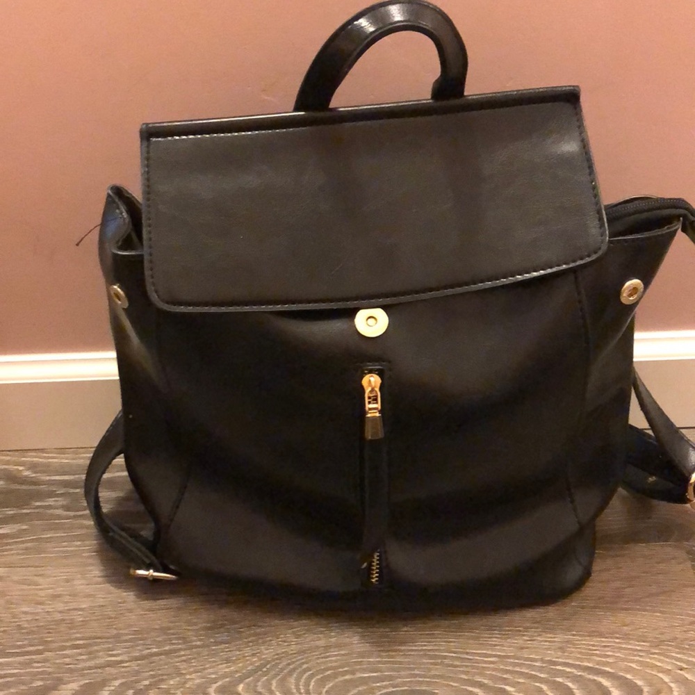 Faux leather backpack/crossbody converting bag